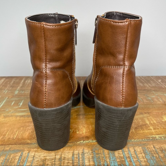 TOPSHOP Brown Leather Heeled Ankle Boots size 36 - Picture 4 of 8